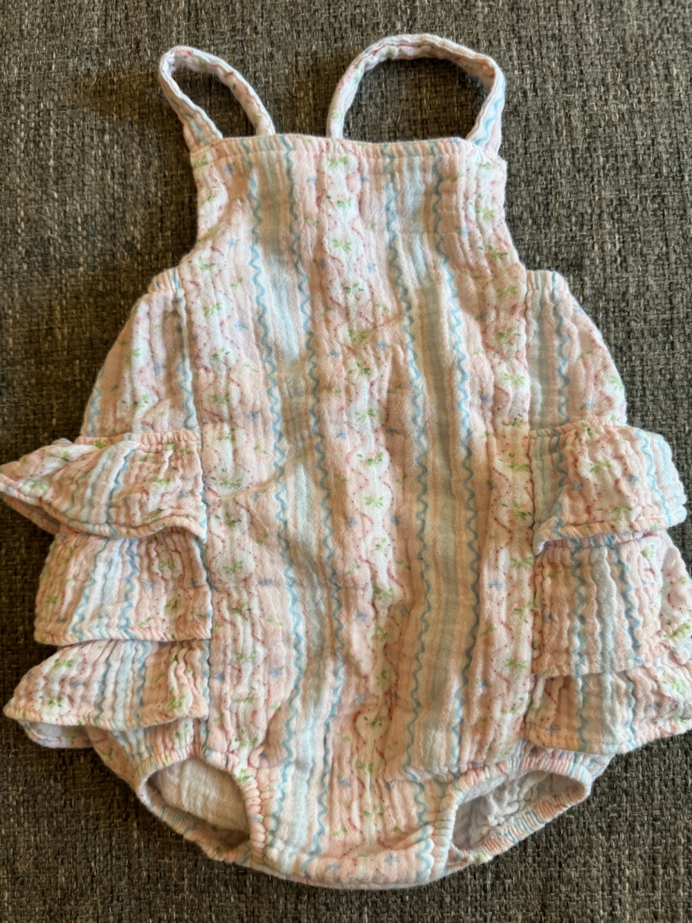 Angel Dear Floral Muslin Ruffle Sunsuit Romper 6-12M